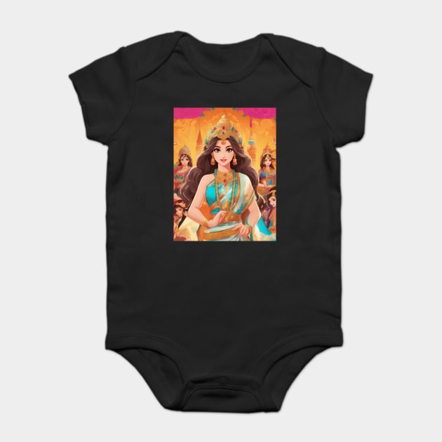Top Queen anime  with crown on her head Baby Bodysuit by animegirlnft
